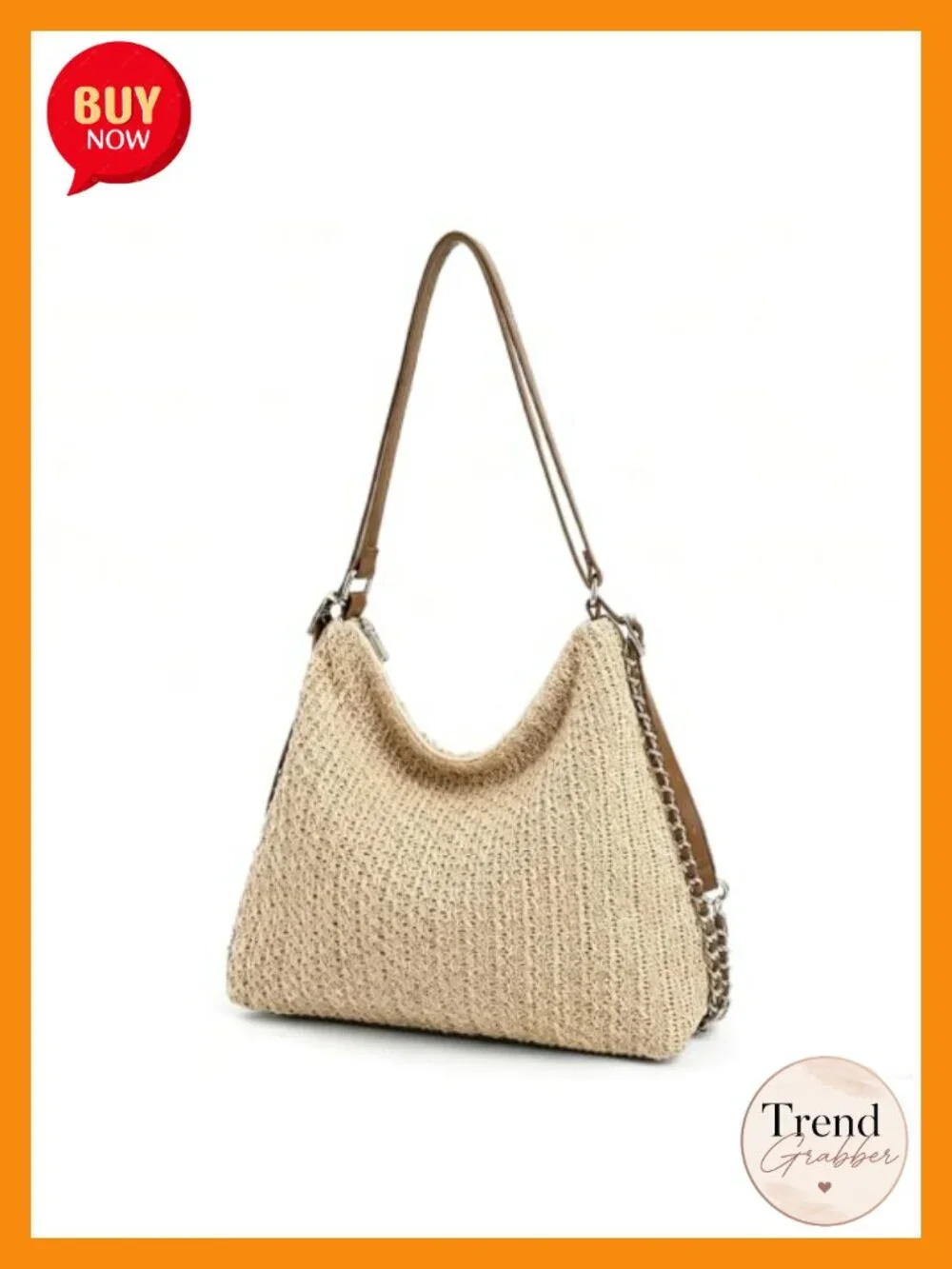Woven Hobo Bag for Women, Straw-Like Shoulder Bag with Adjustable Strap